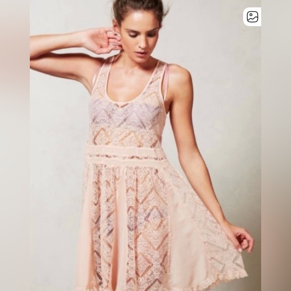 Anthropologie Pink Lace Swim Coverup